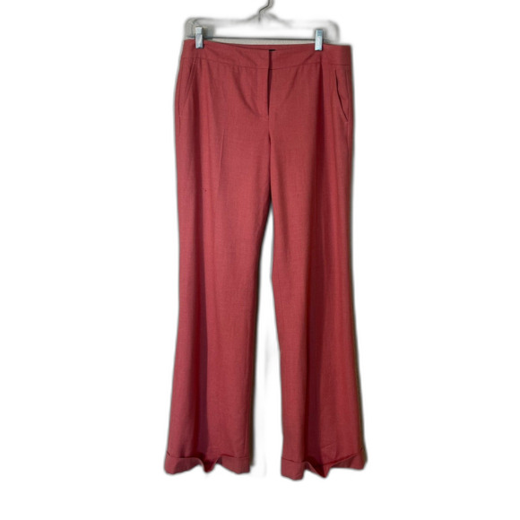 J Crew Salmon Wool Blend Work Trousers Lined Wide Cuffed Leg 8 Favorite Fit - Picture 2 of 11